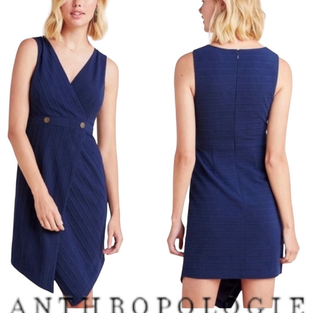 ANTHROPOLOGIE - Hutch Asymmetrical Navy ⚓️ Dress size Large petite